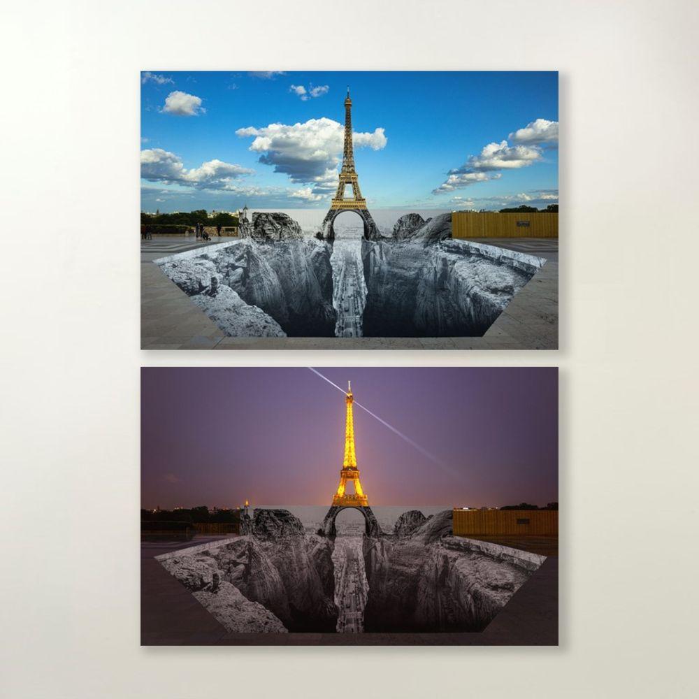 JR artist Figurative Print – Trompe l'oeil, Les Falaises du Trocadéro, 2021 -JR, Satz 2, Druck, Kunst, Edition