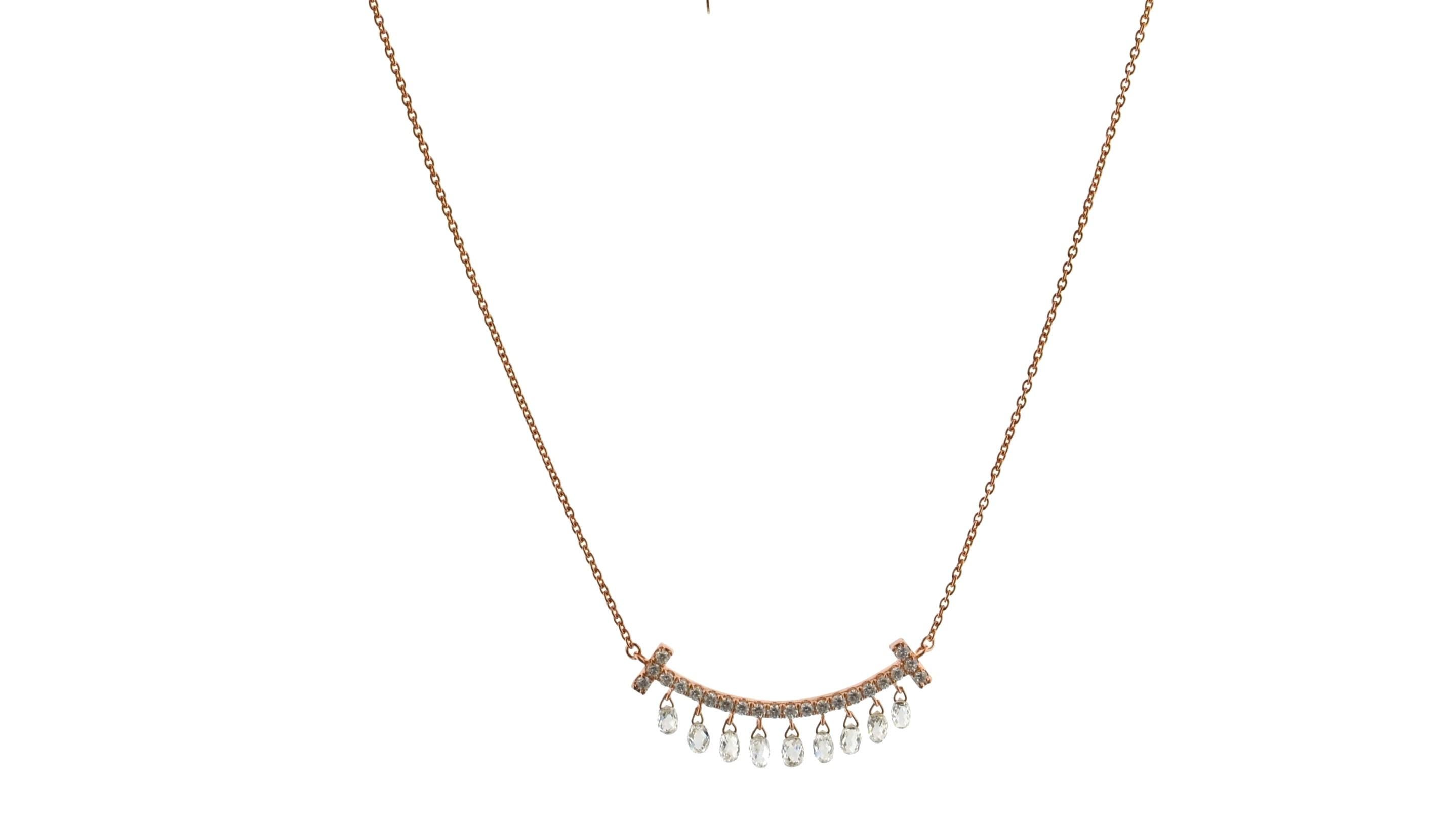 JR Collana con briolette di diamanti in oro rosa 18 carati In condizioni Nuovo in vendita a Hong Kong, HK
