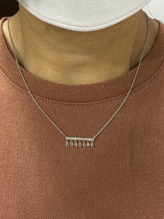 JR Diamond Briolette Dangling Necklace 18 Karat White Gold