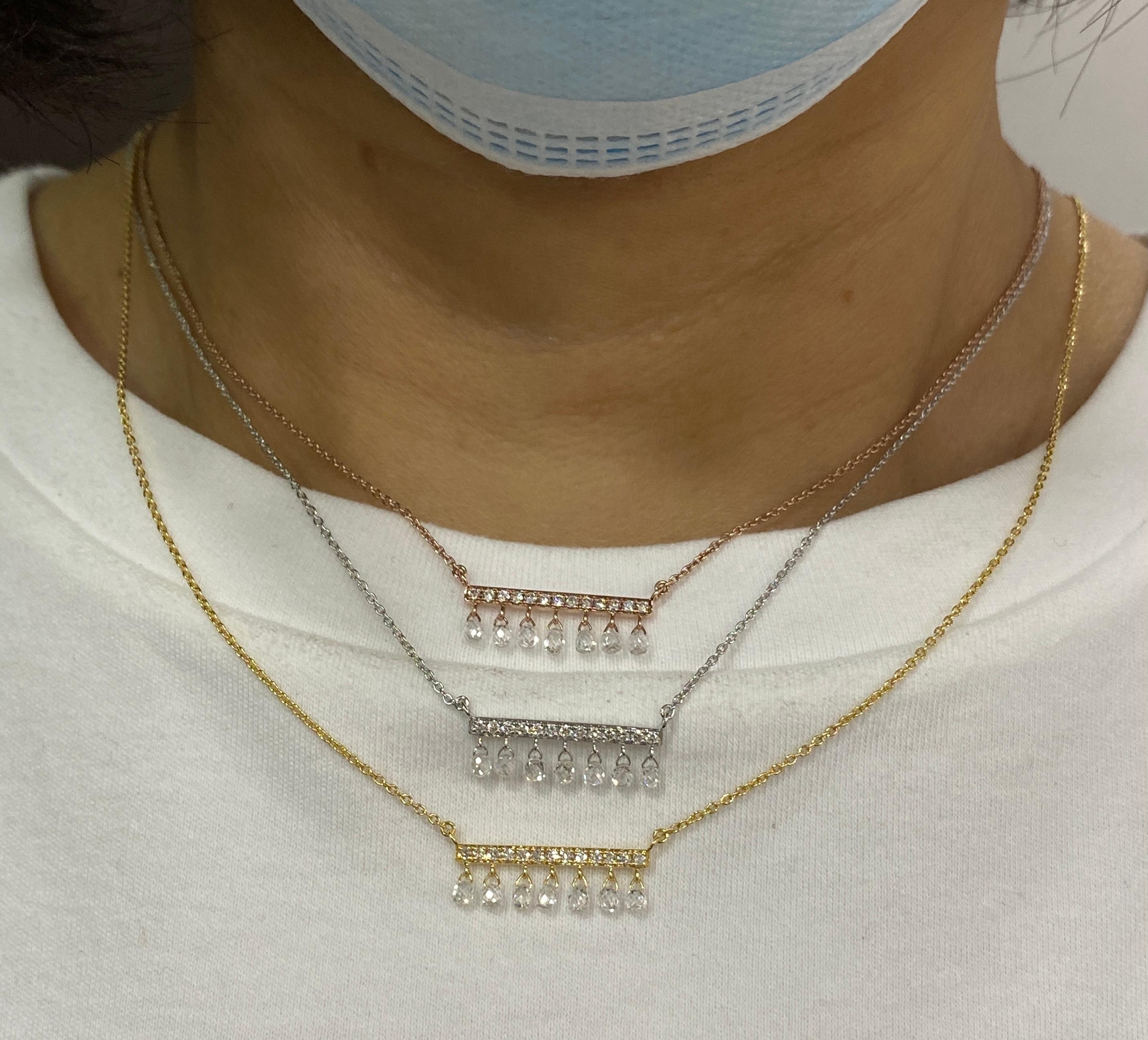 JR Collar Colgante Briolette Diamantes Oro Blanco 18 Kilates Moderno en venta