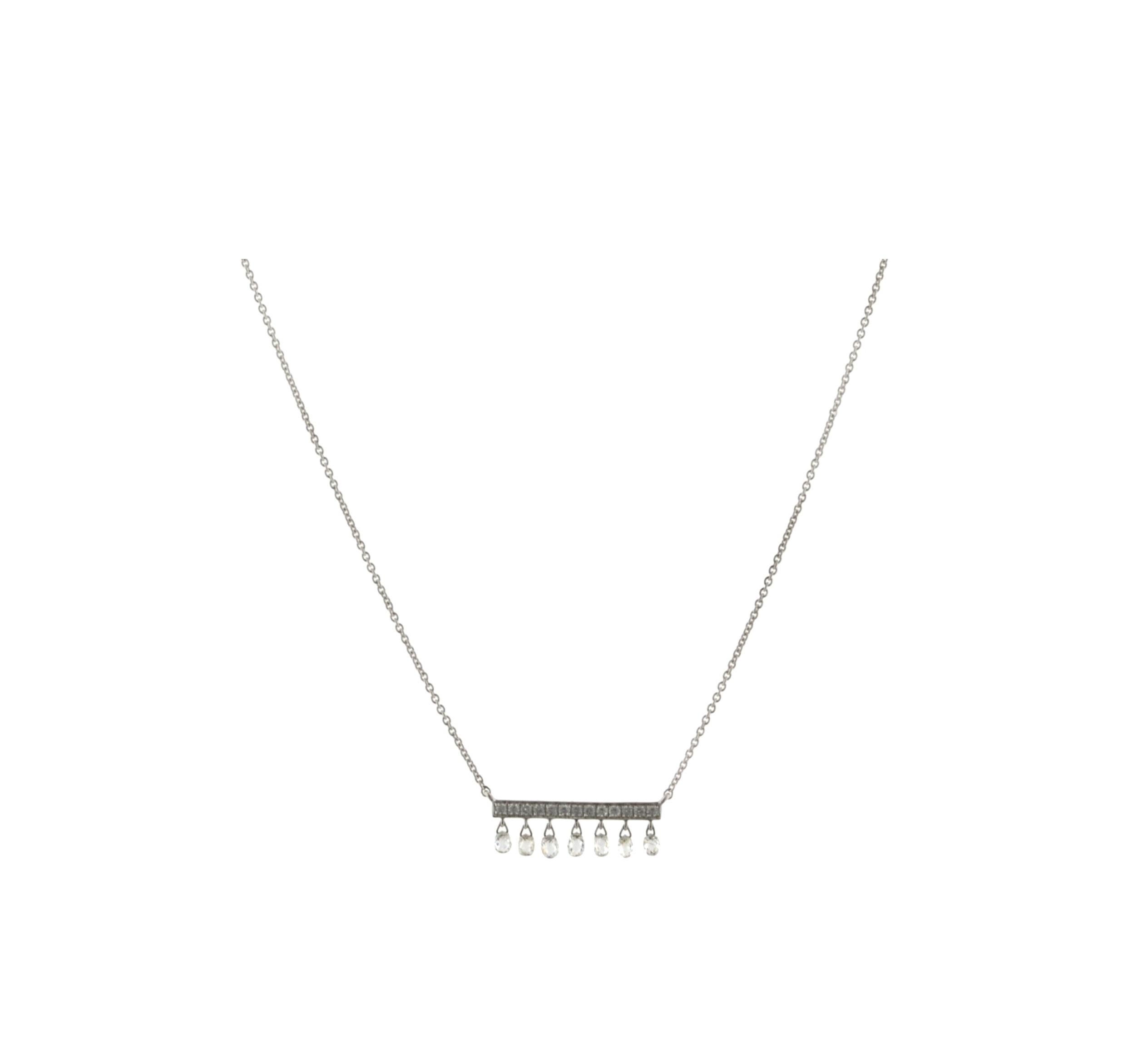 JR Collar Colgante Briolette Diamantes Oro Blanco 18 Kilates Corte Briolette en venta