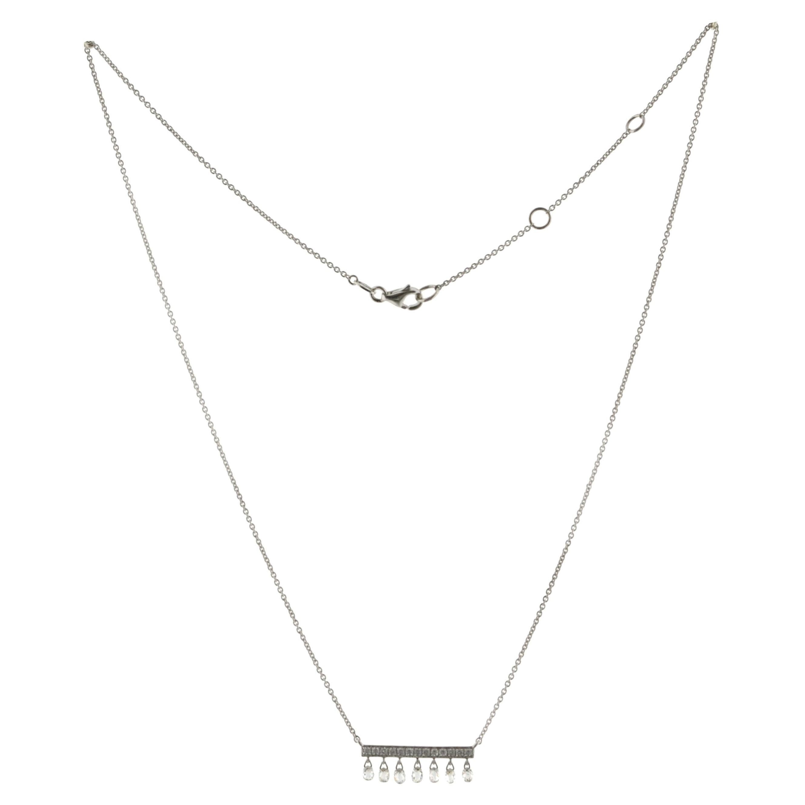 JR Collier pendant briolette en or blanc 18 carats avec diamants
