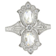 JR Bague en or blanc 18 carats avec double diamant taille rose