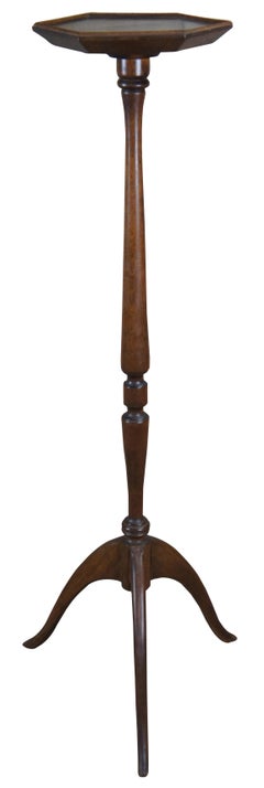 J&R Furniture Federal Walnut Hexagon Candle Stand Pedestal Table Kettle Plant