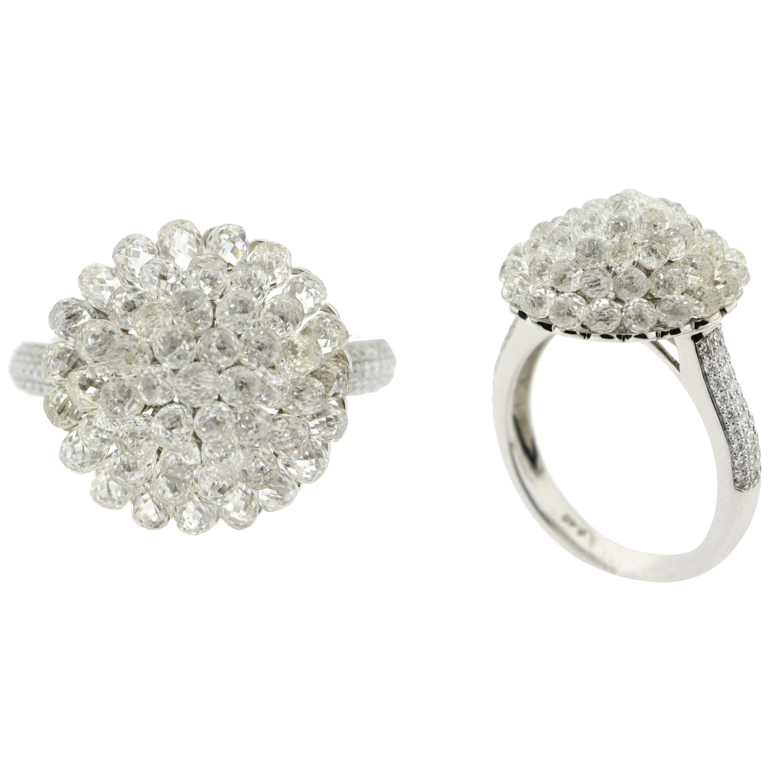 JR Anillo Invisible de Oro Blanco de 18 Quilates con Briolette de Diamantes de 6,46 Quilates