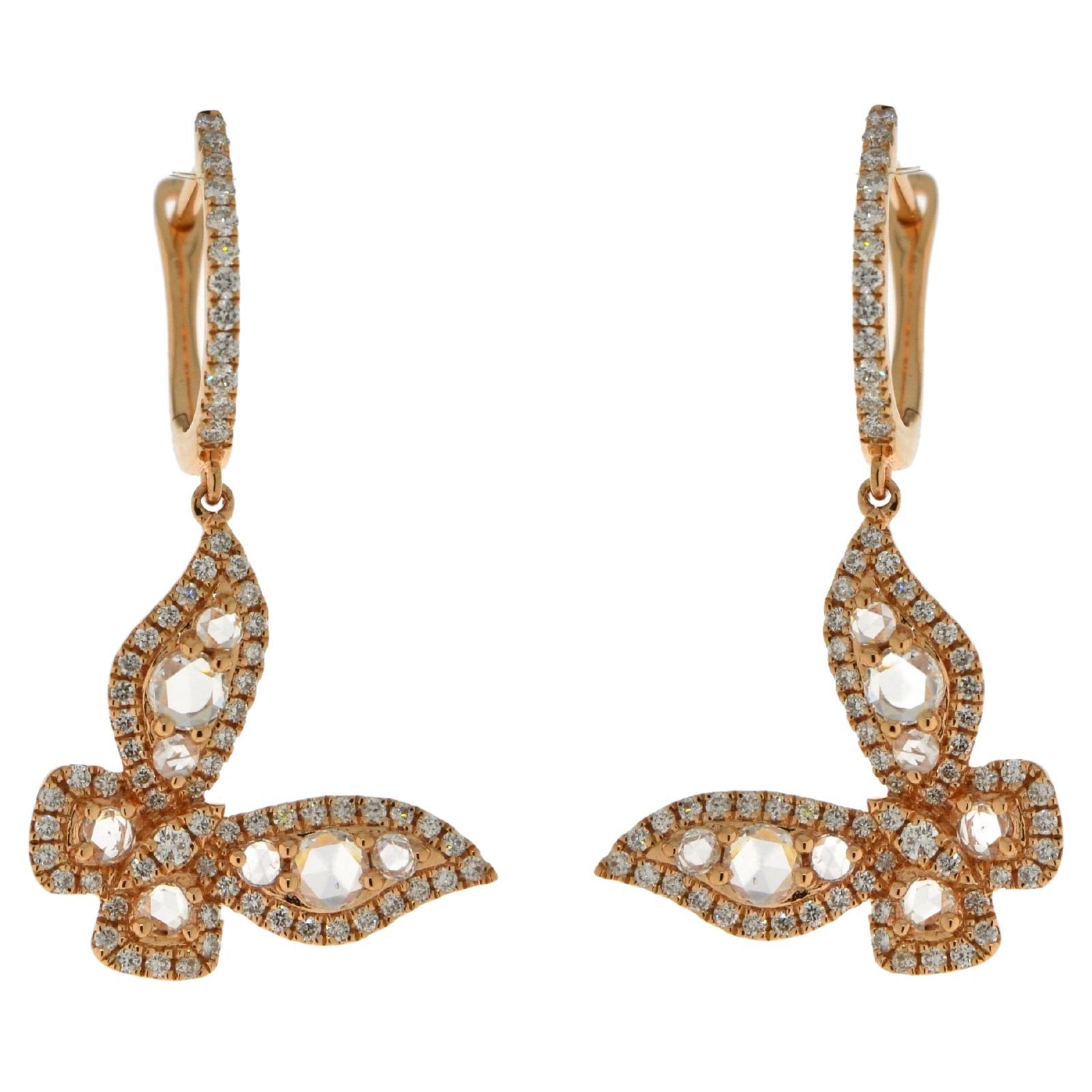 JR Rose Cut Butter Fly 18 Karat Rose Gold Earring