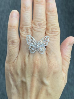 JR Rose Cut Butter Fly 18 Karat White Gold Ring