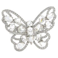 JR Rose Cut Butter Fly 18 Karat White Gold Ring