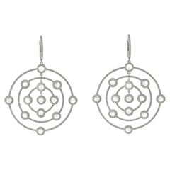 JR Boucles d'oreilles pendantes en or blanc 18 carats avec diamants taille rose