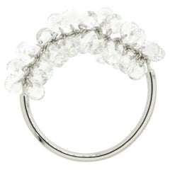 Vintage JR Rose Cut Diamond Dangling Ring 18 Karat White Gold