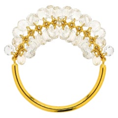 Anello penzolante con diamante taglio rosa JR in oro giallo 18 carati