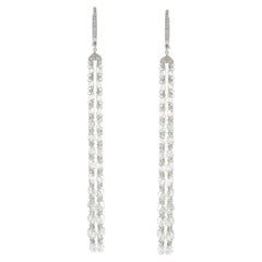JR Rose Cut Diamond Tassel 18 Karat White Gold Earring