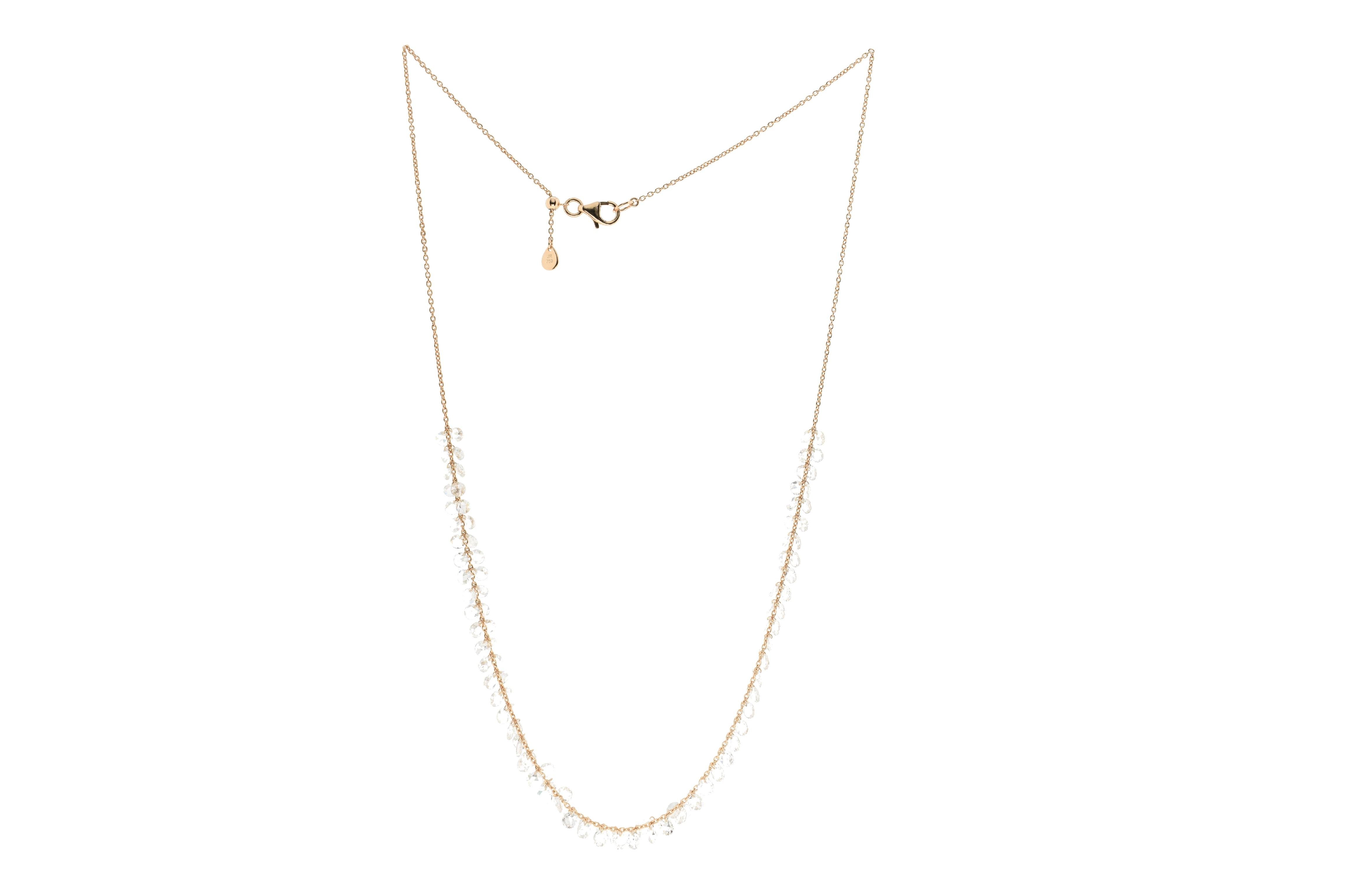 Moderne JR Collier pendant à fleurs taille rose en or blanc 18 carats en vente