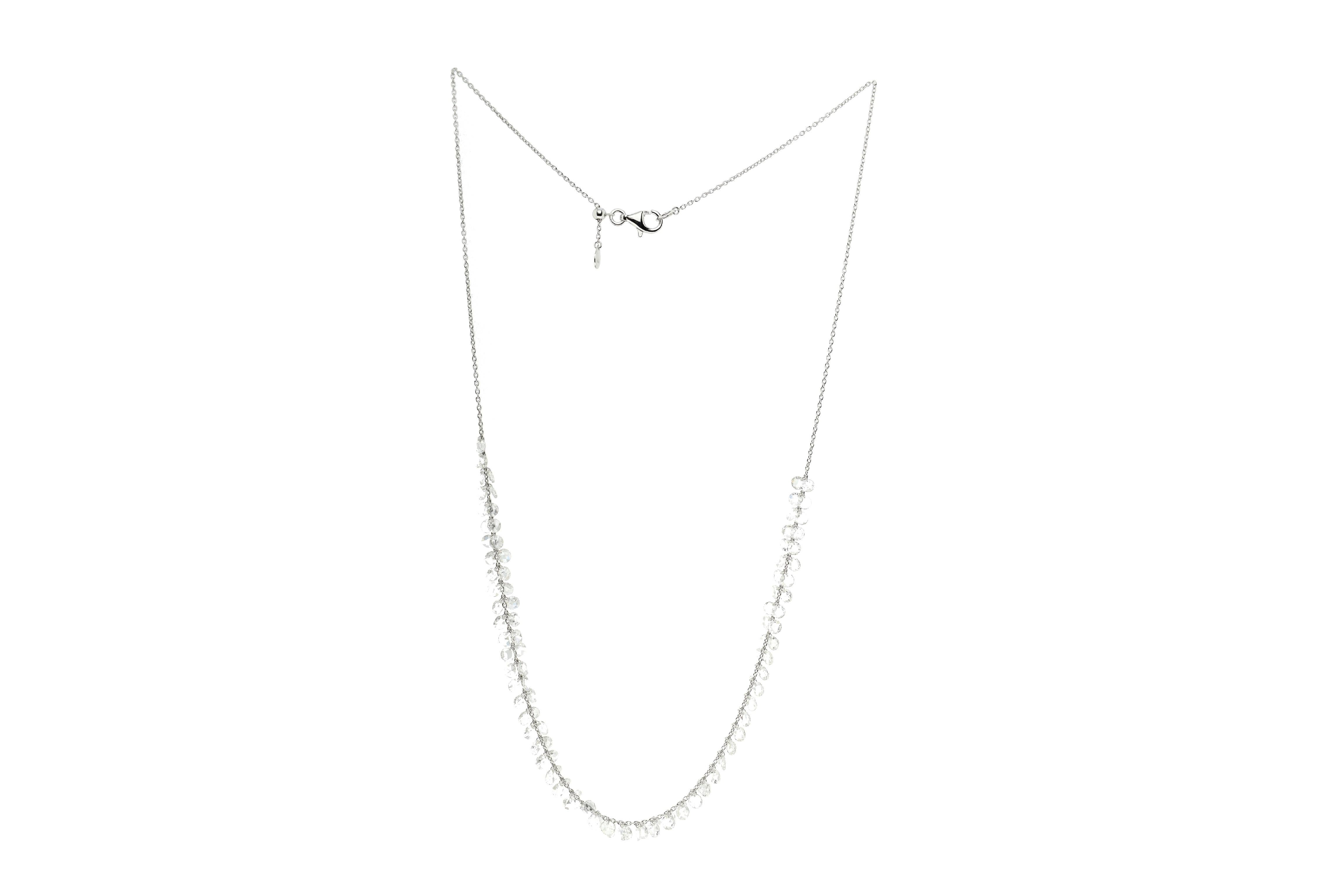 JR Collier pendant à fleurs taille rose en or blanc 18 carats Pour femmes en vente