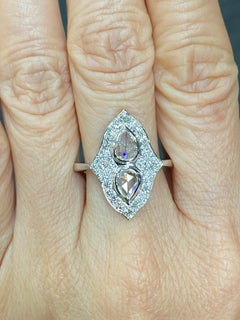 JR Toi Et Moi Anillo de oro blanco de 18 quilates con diamantes talla rosa