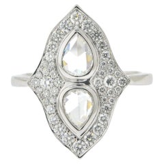 JR Toi Et Moi Rose Cut Diamond 18 Karat White Gold Ring