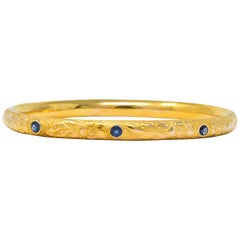 JR Victorian 0.60 Carat Sapphire 14 Karat Gold Bangle Bracelet