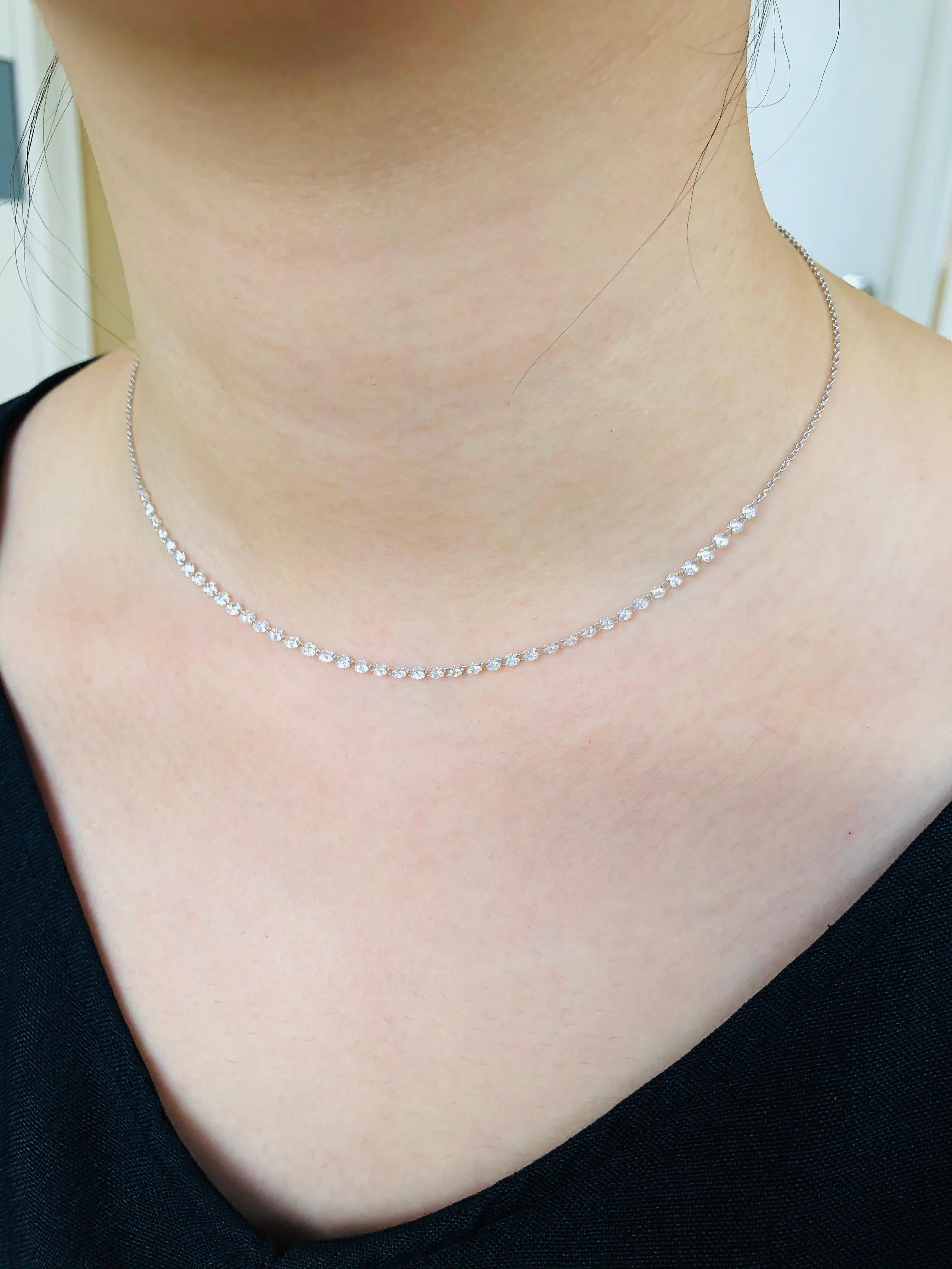 Collana JR White Drill Diamond in oro bianco 18 carati

Questa collana contemporanea è realizzata con diamanti bianchi rotondi taglio brillante forati e trasmette femminilità e grazia. Ha un cursore a sfera vicino alla chiusura per regolare la