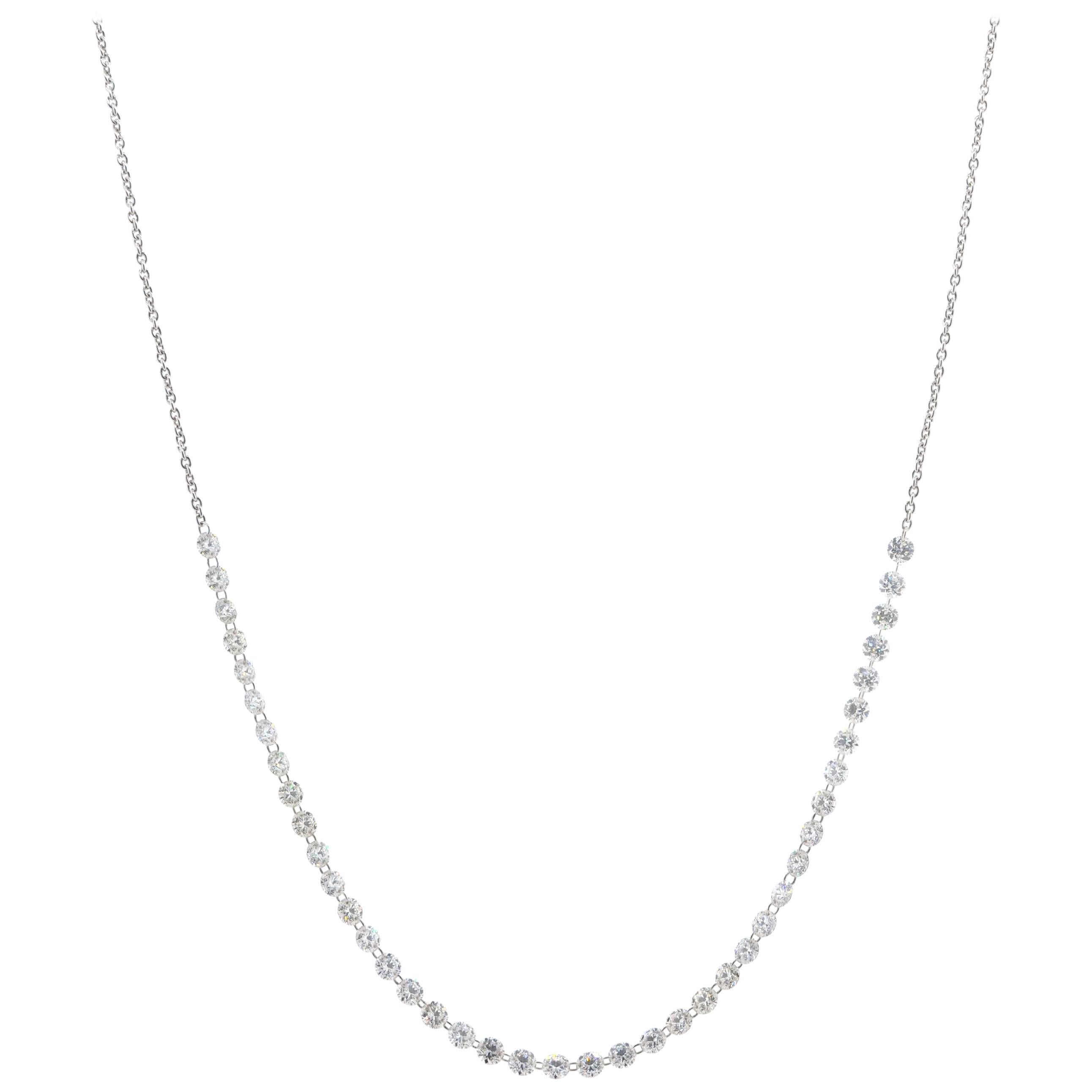 JR White Drill Diamond 18 Karat White Gold Necklace For Sale