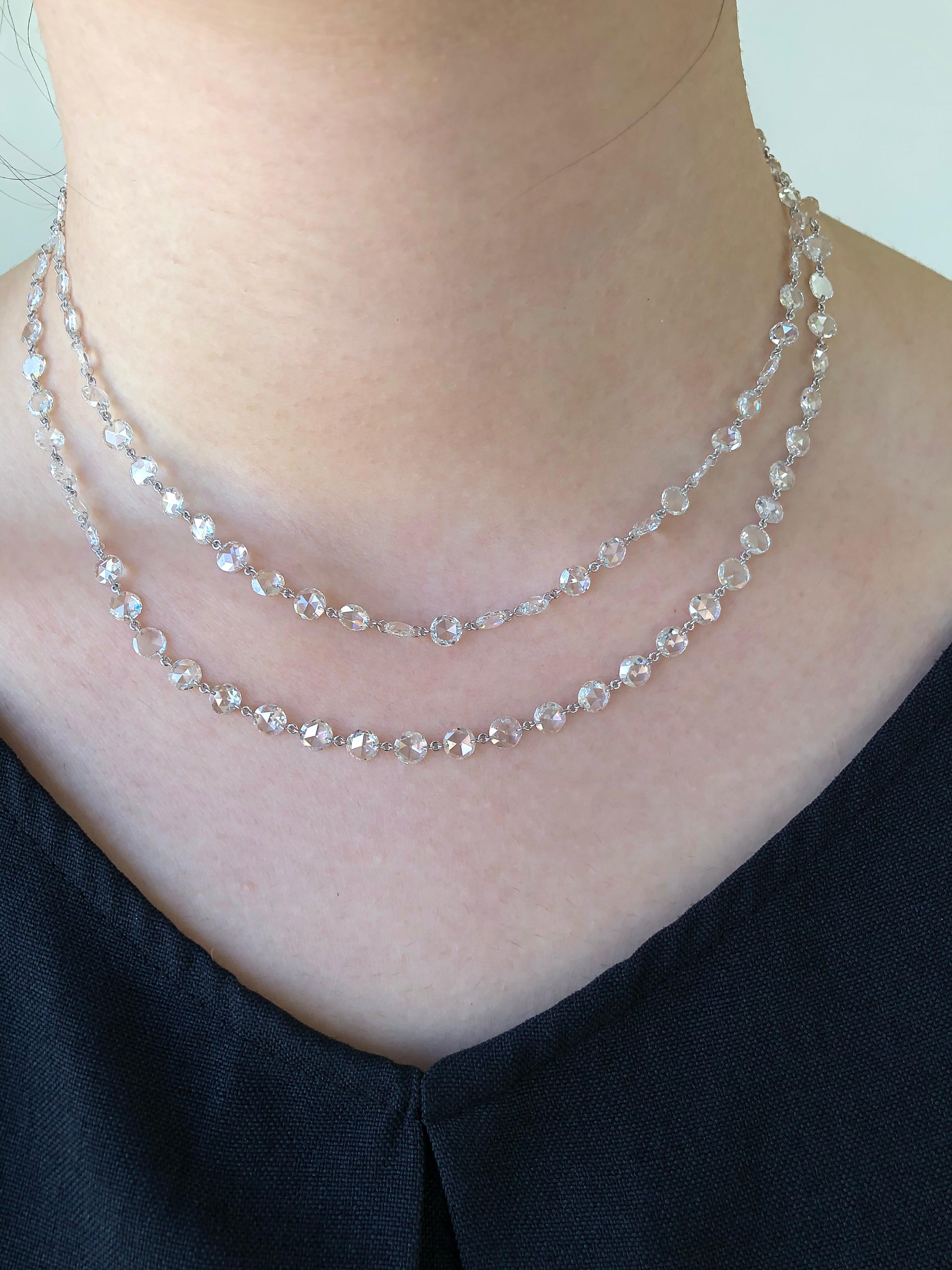 JR Weiße Diamant-Halskette aus 18 Karat Weißgold mit Rosenschliff Damen im Angebot