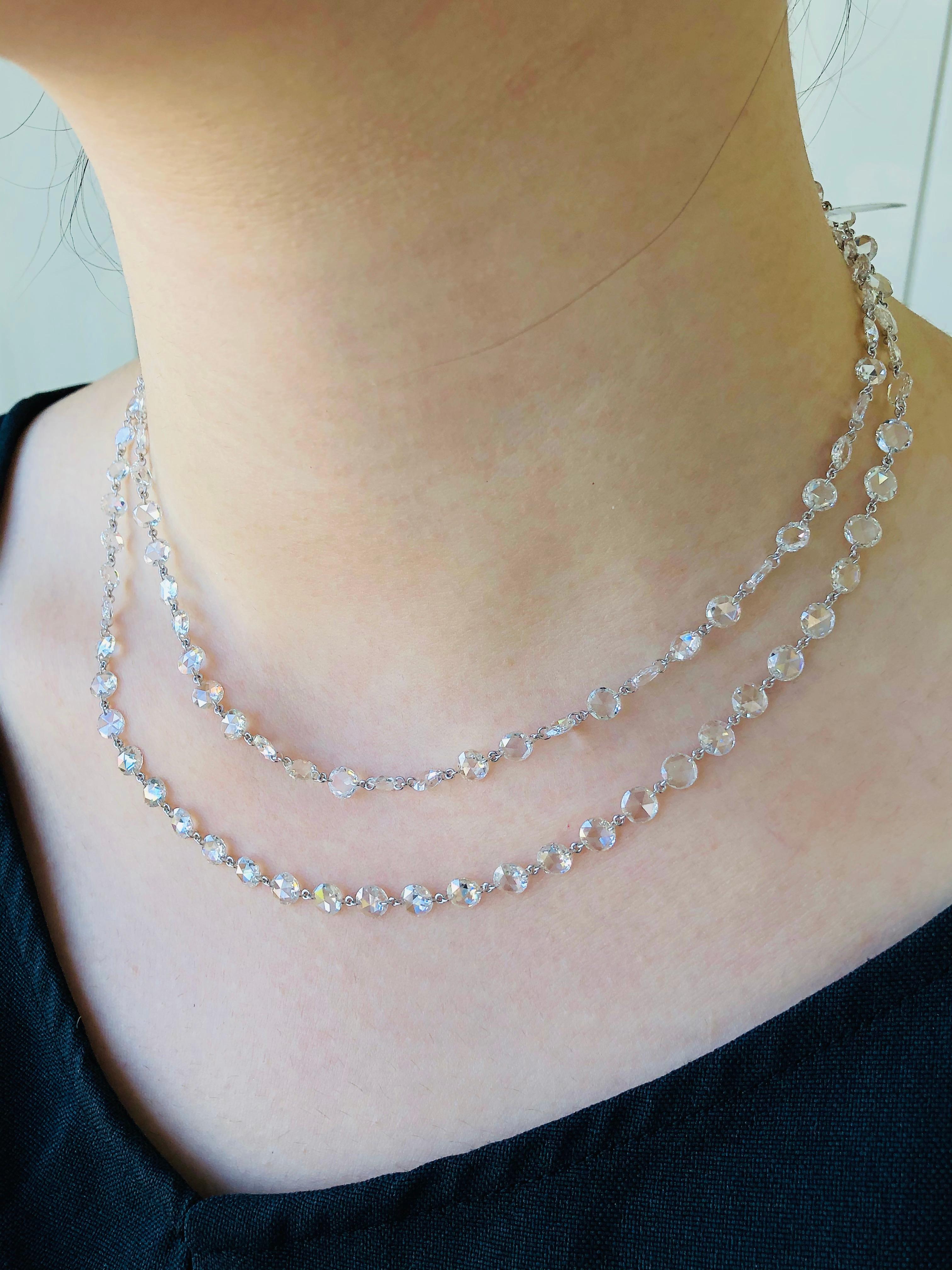 JR Collier en or blanc 18 carats avec diamants blancs taille rose Pour femmes en vente