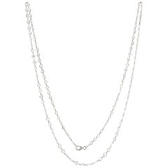 JR White Rose Cut Diamond Necklace 18 Karat White Gold