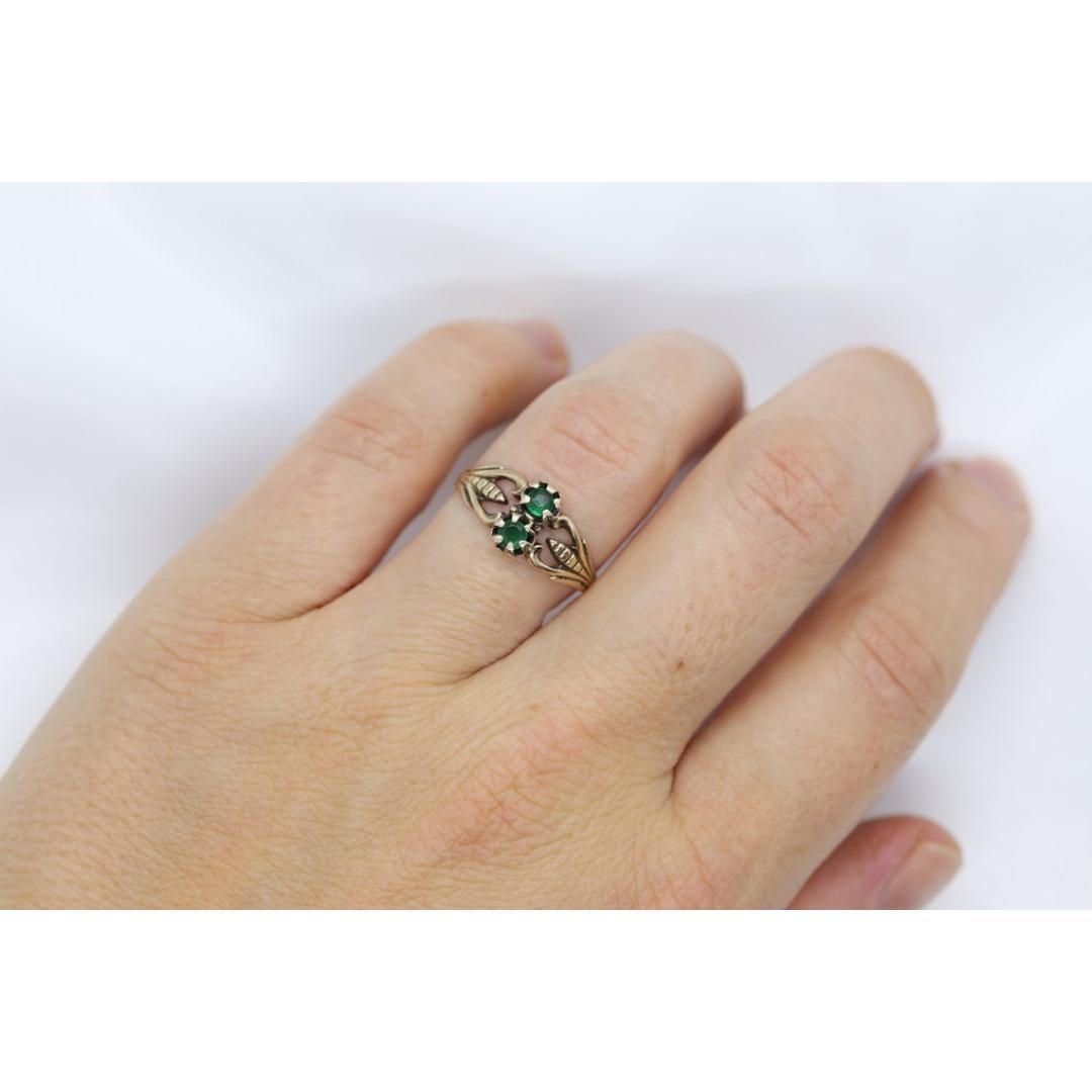 De las mujeres Banda JR Wood 10K. Vintage Jr Wood & Son Esmeralda Victoriana Garra Alianza de boda en venta