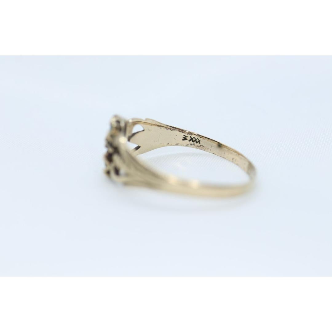 Banda JR Wood 10K. Vintage Jr Wood & Son Esmeralda Victoriana Garra Alianza de boda en venta 1