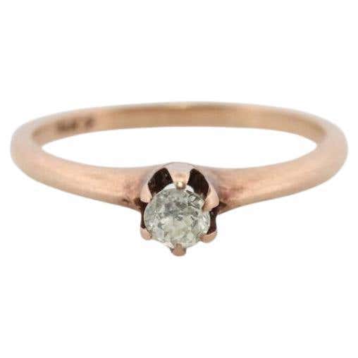 JR Wood and Sons 14k Gold Prong Set Diamond Ring Sz 5. Jr Wood band