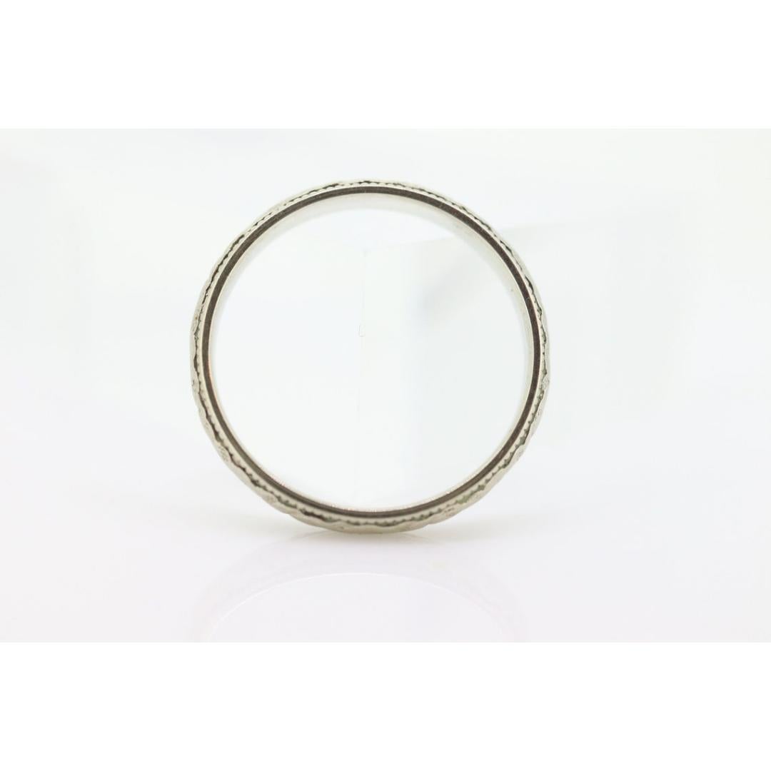 Women's or Men's JR Wood and Sons 18K Band. 18k White Gold Embossed Flower Blossom Antique 1920s For Sale