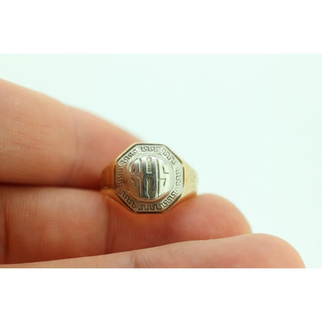 JR Wood Class 1928 BHS Ring. 10k Antique BHS Jr Wood and Sons Graduation Class For Sale 2