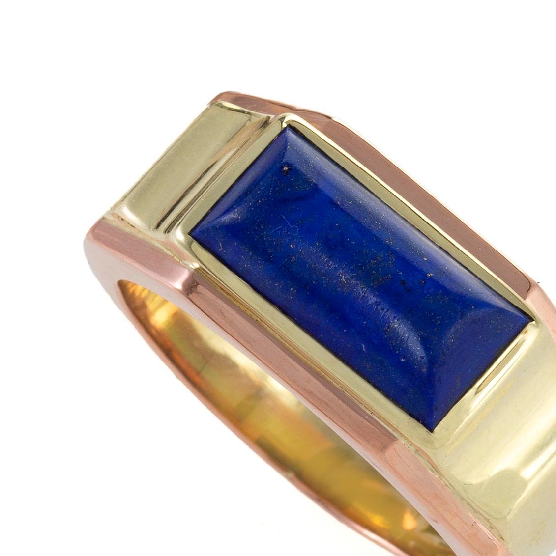 Sugarloaf Cabochon J.R. Wood & Sons Lapis Cabochon Ring For Sale