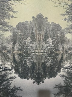 Island Photo Print on Silk Fabric with Kaleidoscopic Design, 260 cm height