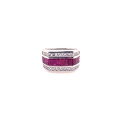 J.Ray Style Ruby Diamond Band Ring in 14k White Gold