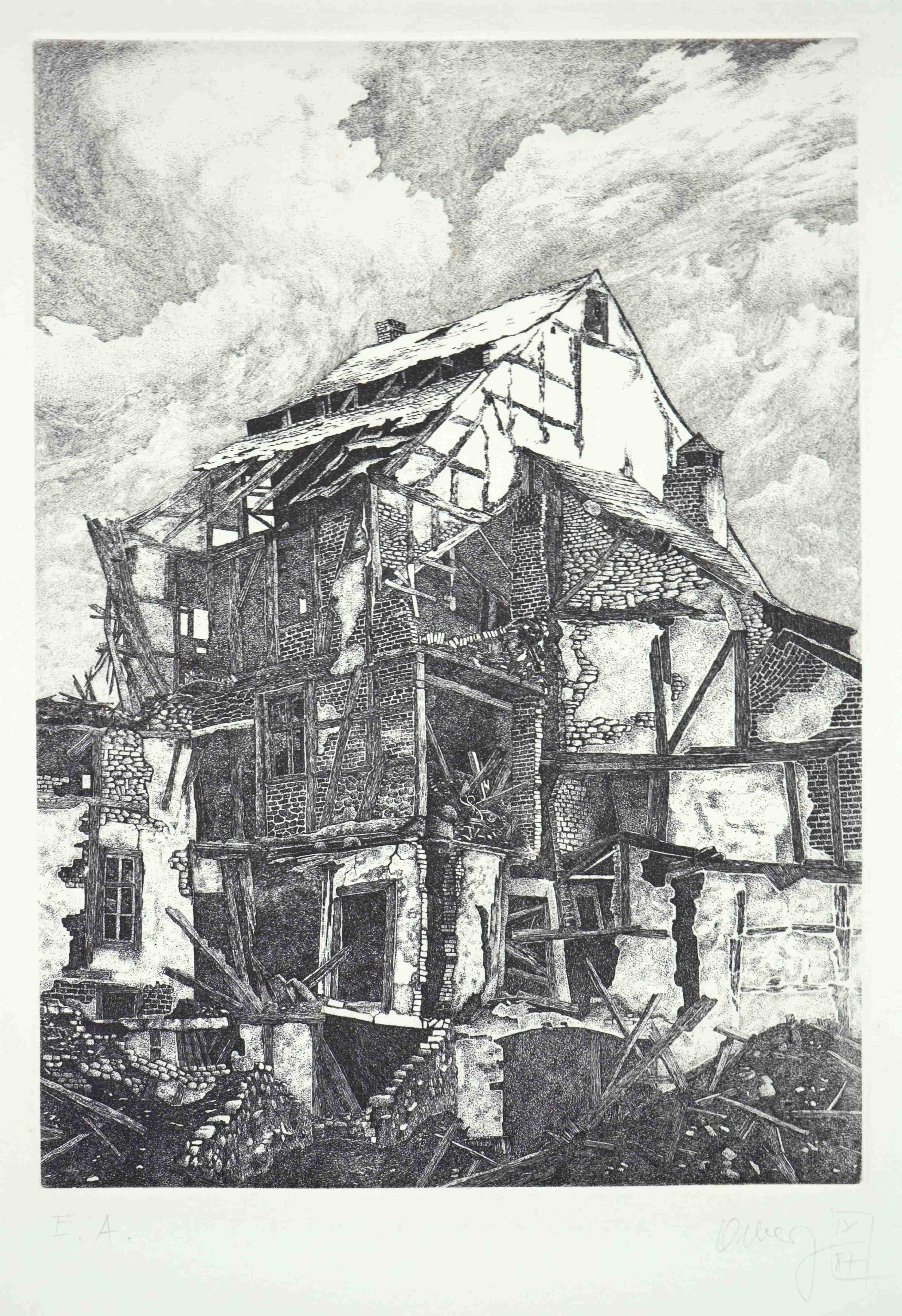 Jörg Olberg Landscape Print - Agony - The architecture of decay -