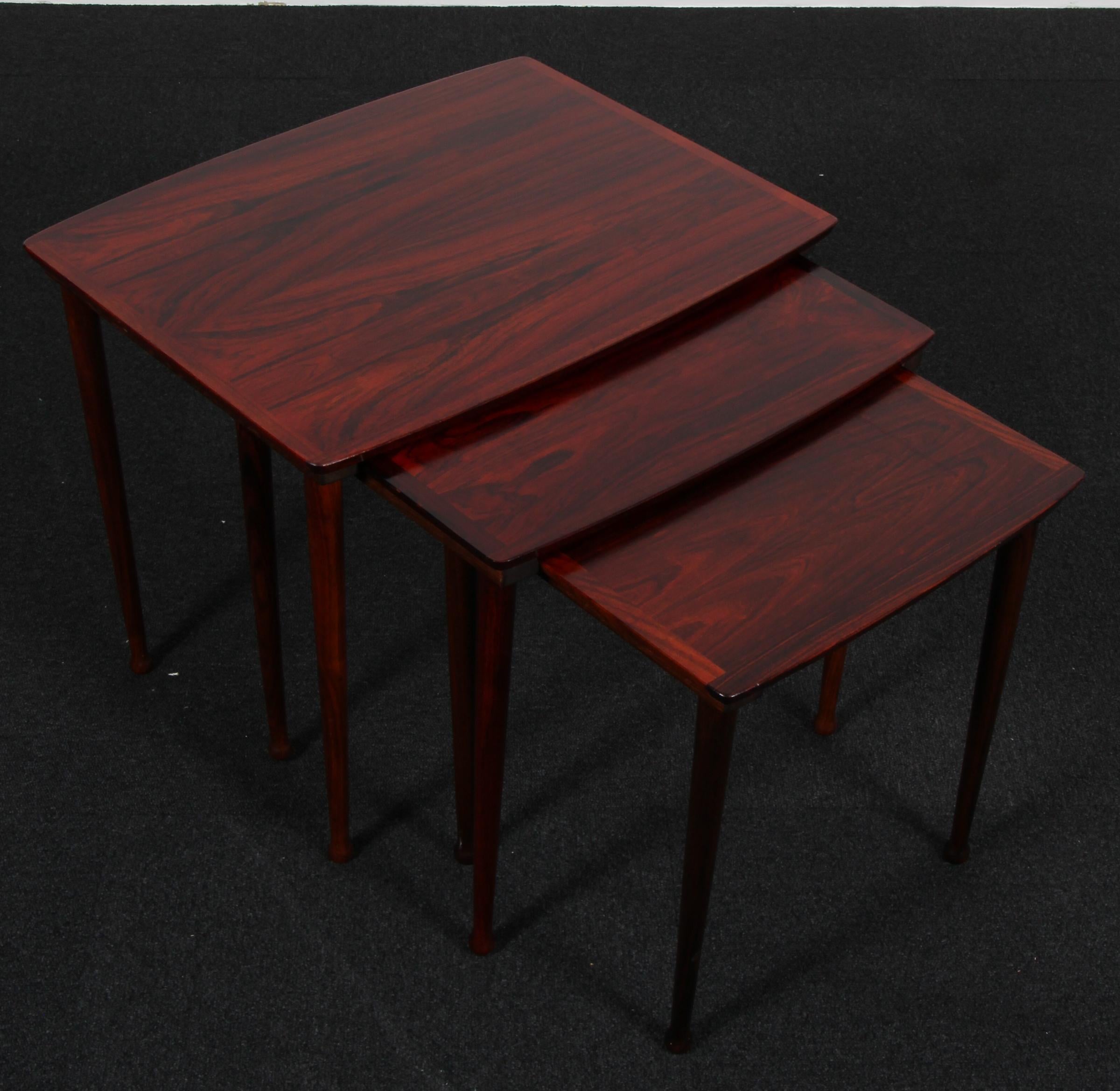 Scandinavian Modern Jørgen Aakjær Set of Nesting Tables, Rosewood, Denmark, 1960s For Sale