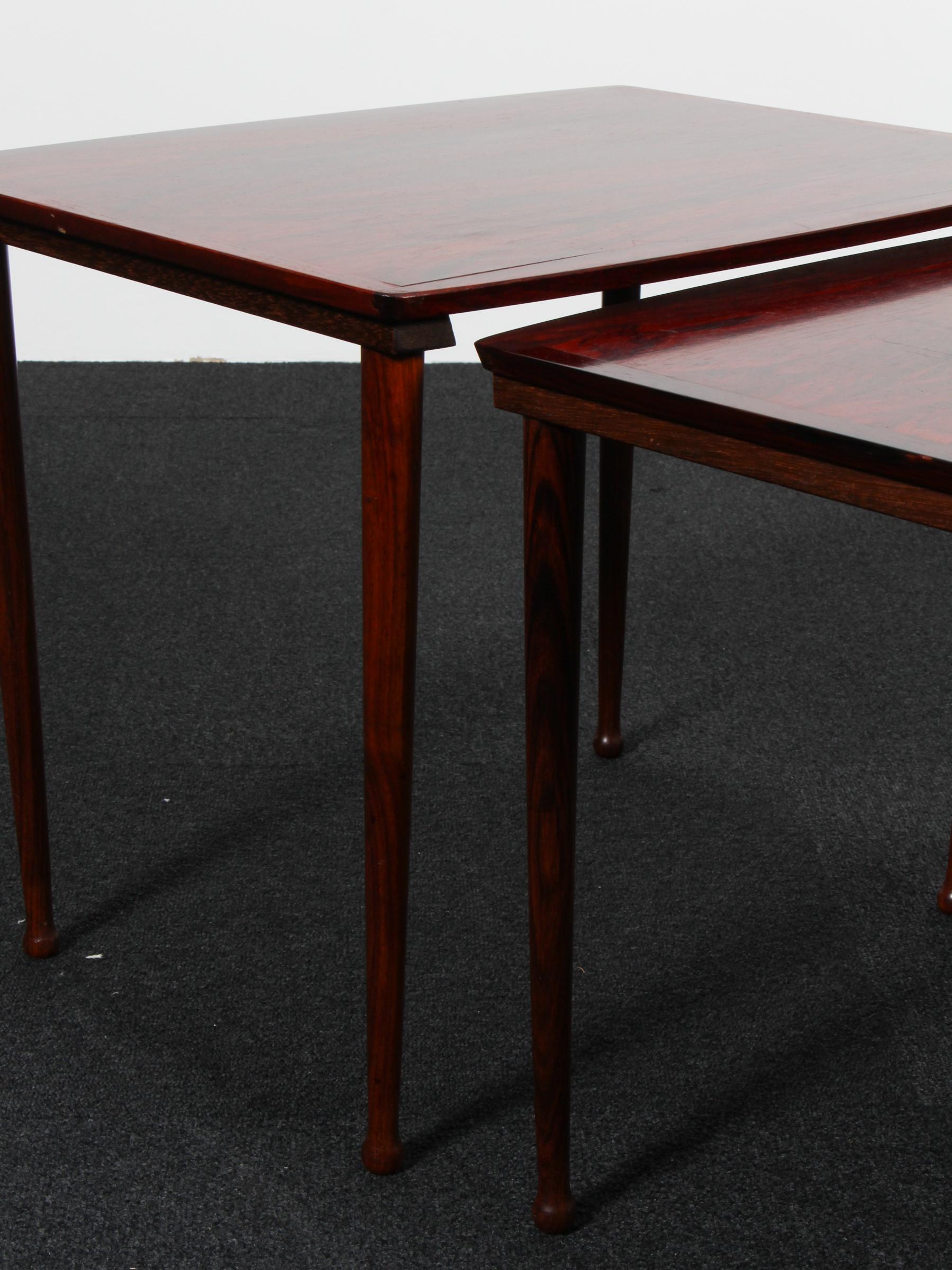 Mid-20th Century Jørgen Aakjær Set of Nesting Tables, Rosewood, Denmark, 1960s For Sale