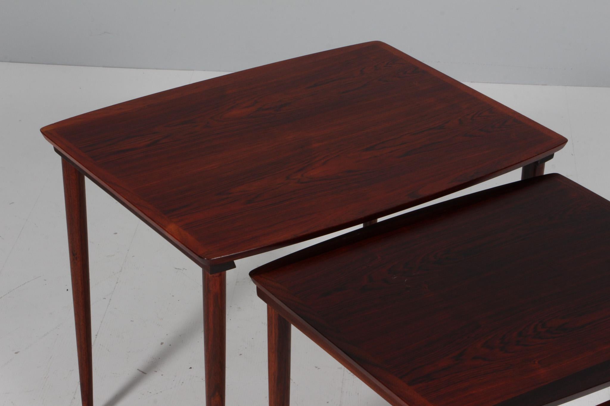 Bois de rose Jørgen Aakjær Ensemble de tables gigognes, bois de rose, Danemark, années 1960 en vente