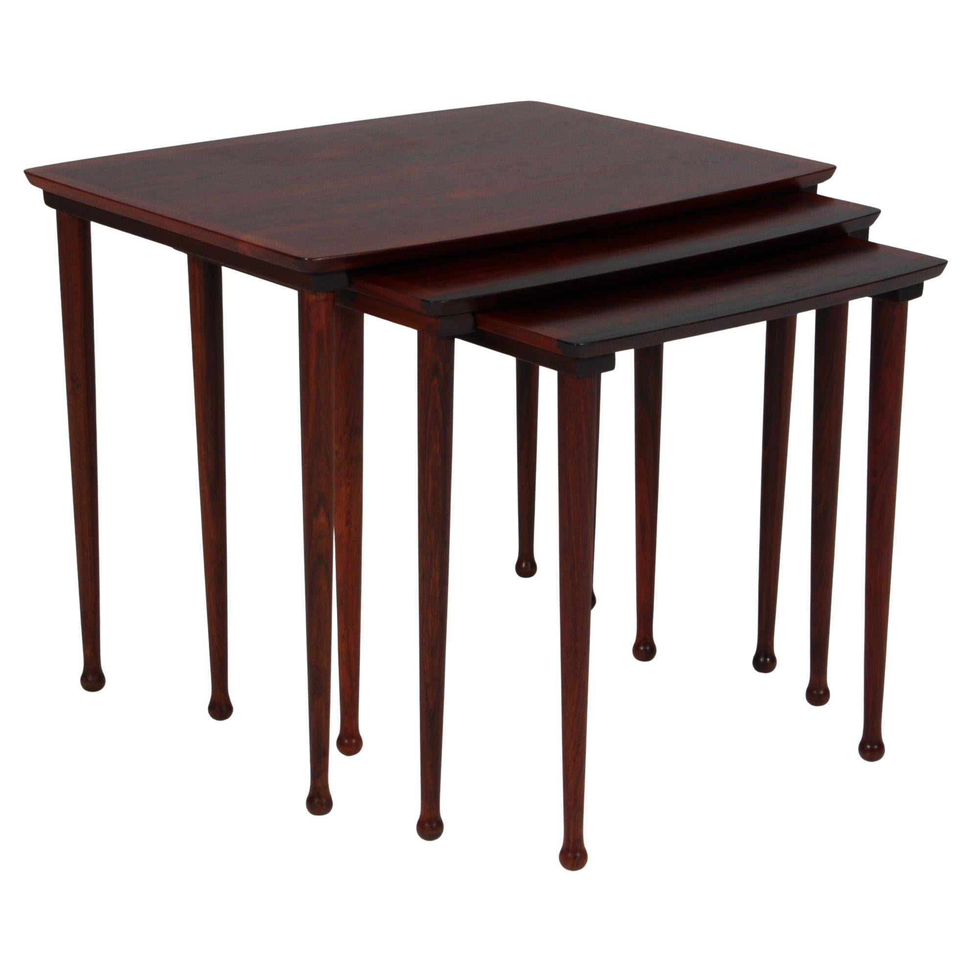 Jørgen Aakjær Set of Nesting Tables, Rosewood, Denmark, 1960s