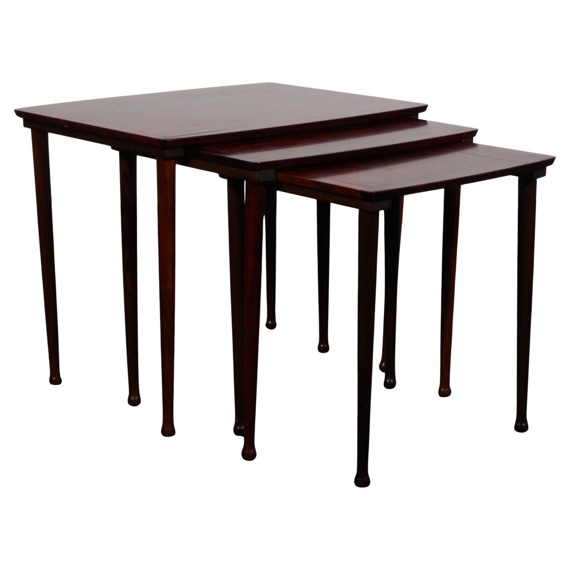 Jørgen Aakjær Set of Nesting Tables, Rosewood, Denmark, 1960s
