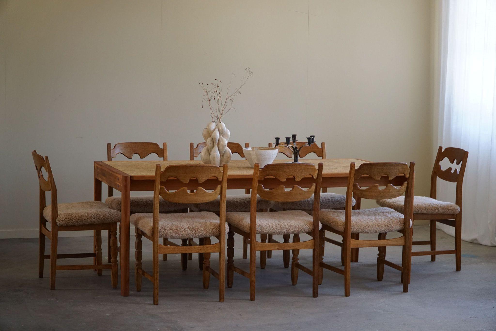 Jørgen Bækmark, Dining Table in Oak & Cork, Danish Mid Century Modern, 1960s For Sale 5