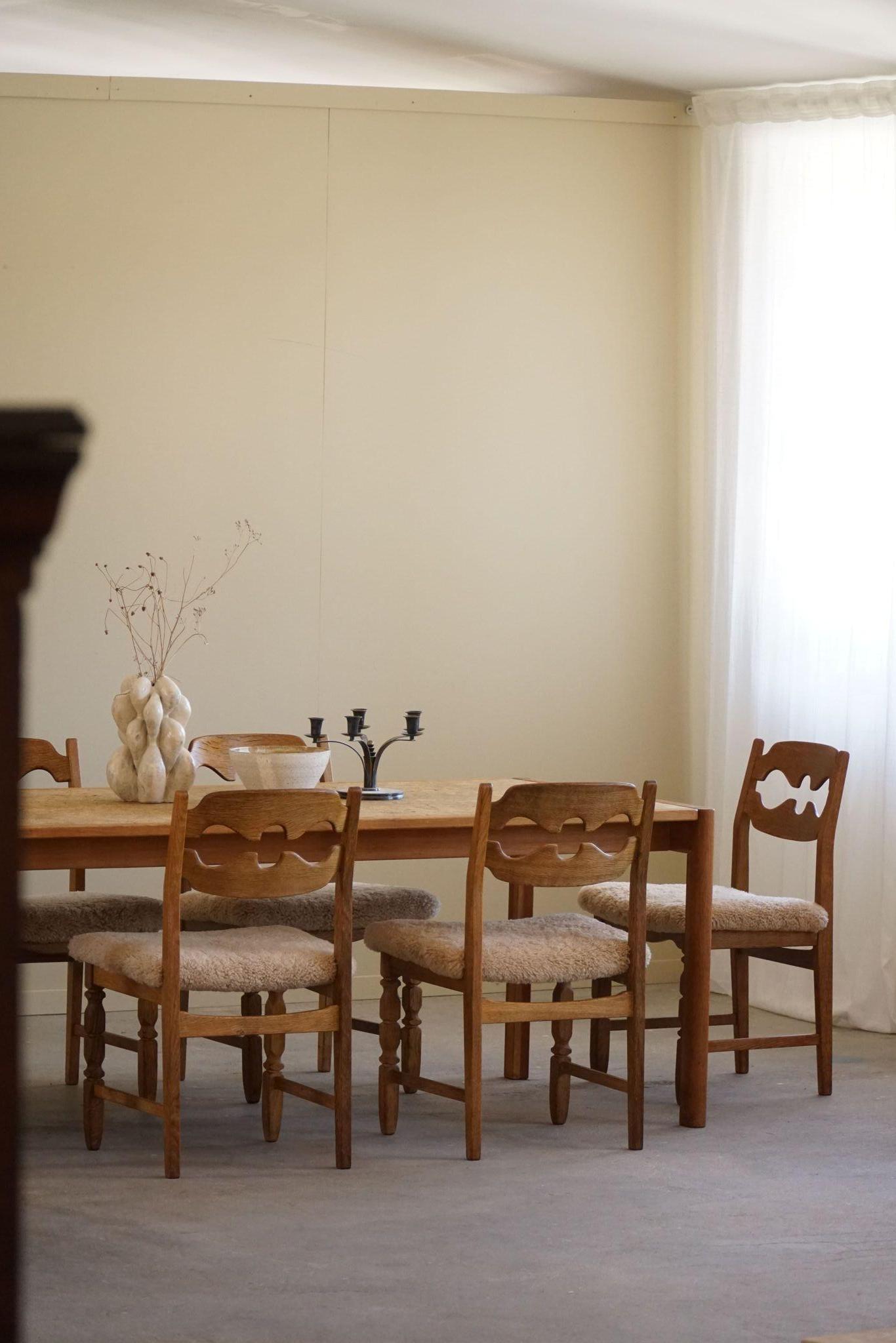 Jørgen Bækmark, Dining Table in Oak & Cork, Danish Mid Century Modern, 1960s For Sale 4