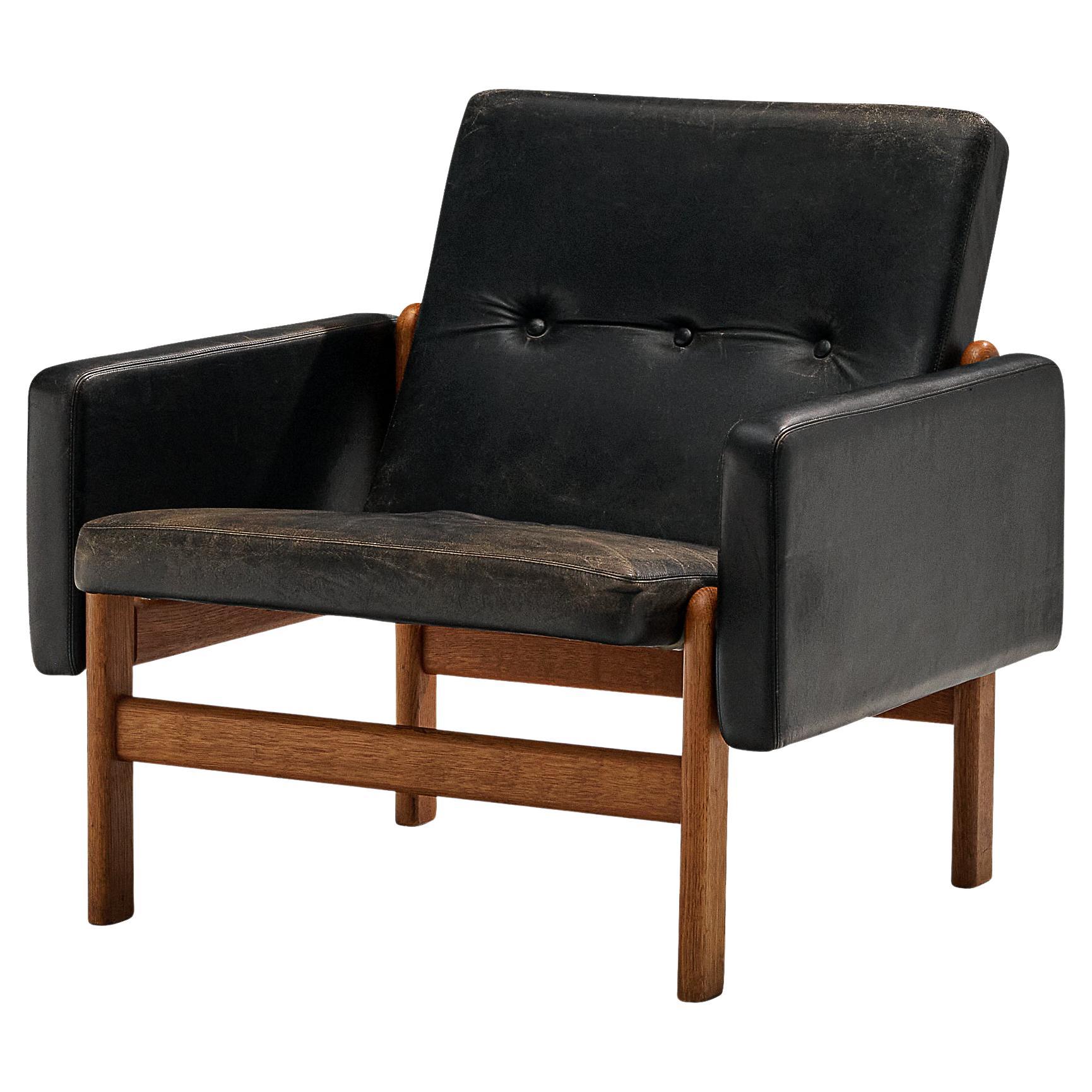 Jørgen Bækmark for FDB Møbler Easy Chair in Oak and Leather