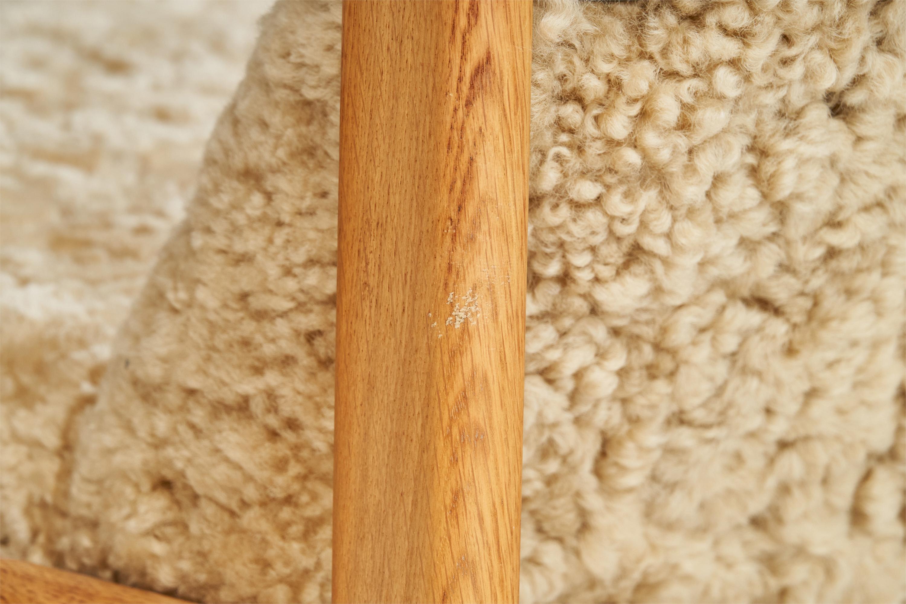 Jørgen Bækmark, Slipper Chair, Oak, Shearling, Denmark, 1960s 3