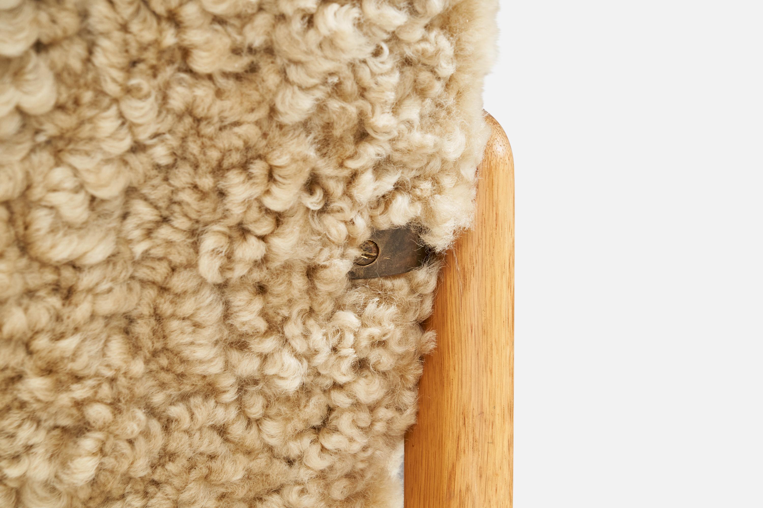 Jørgen Bækmark, Slipper Chair, Oak, Shearling, Denmark, 1960s 1