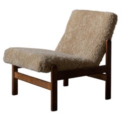 Jørgen Bækmark, Slipper Chair, Oak, Shearling, FDB Møbler, Denmark, 1960s