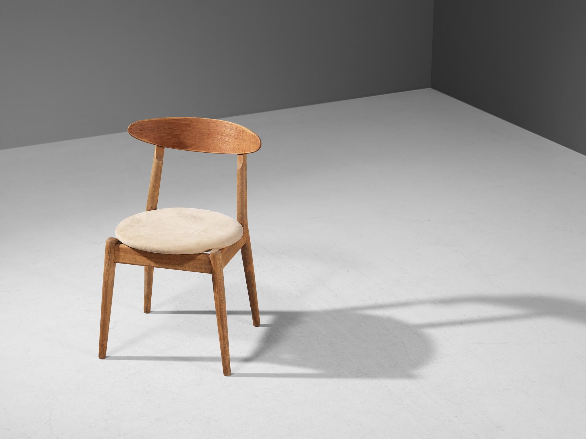 Jørgen Bo and Vilhelm Wohlert for P. Jeppesens Møbelfabrik, ‘Louisiana’ dining chair, oak, suede, Denmark, 1958.

The ‘Louisiana’ chair was initially created for the Louisiana Museum of Modern Art in Humlebæk (Denmark) which Danish