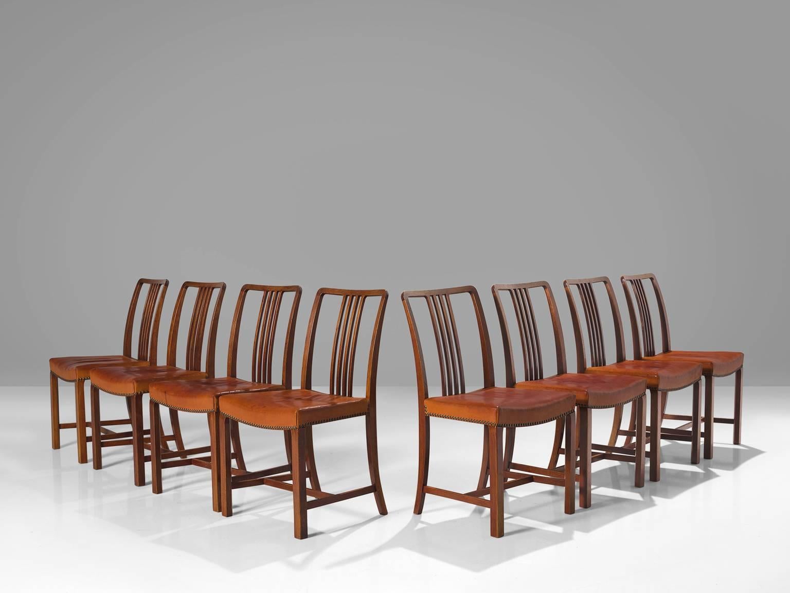 Scandinavian Modern Jørgen Christensen Original Cognac Leather Chairs