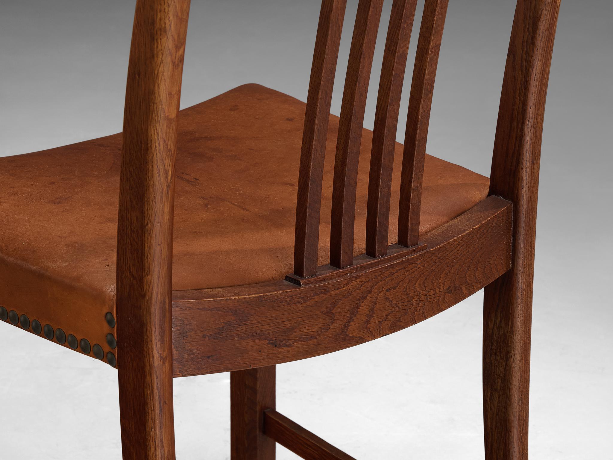 Jørgen Christensens Set of Eight Dining Chairs in Cognac Leather and Oak For Sale 2