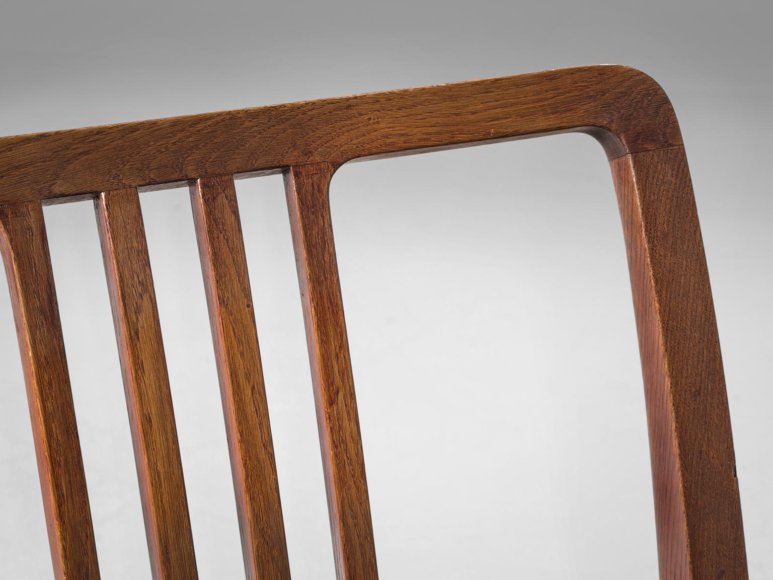Scandinavian Modern Jørgen Christensens Set of Eight Dining Chairs in Cognac Leather and Oak  For Sale